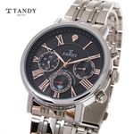 [TANDY] Real Diamond Men's Watch DIA-3605 – Japan Movement, Precision Die-Cast Glass, Elegant Diamond Index, Stainless Steel Band